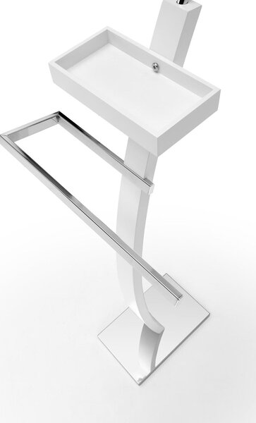 Stander haine WU13, alb, otel/lemn, 32x20x117 cm