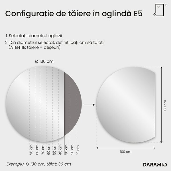 Daramio Oglindă de baie rotundă cu iluminare LED E5
