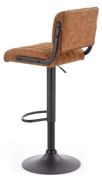 Scaun bar H88, maro/negru, piele ecologica/otel, 39x46x89/109 cm