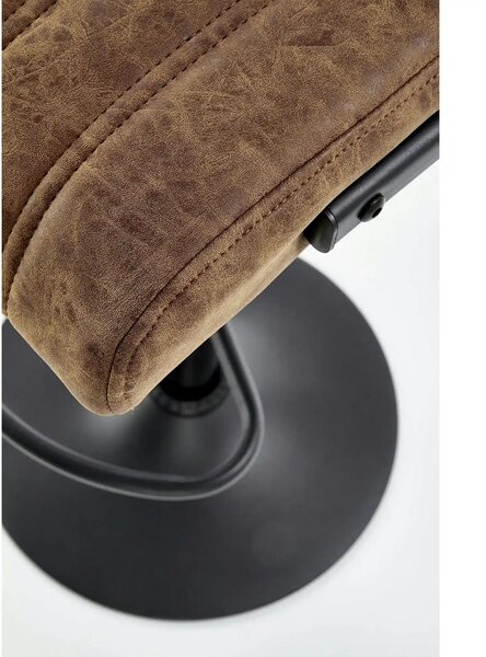 Scaun bar H88, maro/negru, piele ecologica/otel, 39x46x89/109 cm