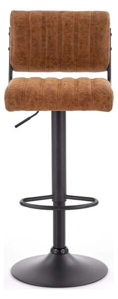 Scaun bar H88, maro/negru, piele ecologica/otel, 39x46x89/109 cm