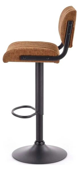 Scaun bar H88, maro/negru, piele ecologica/otel, 39x46x89/109 cm