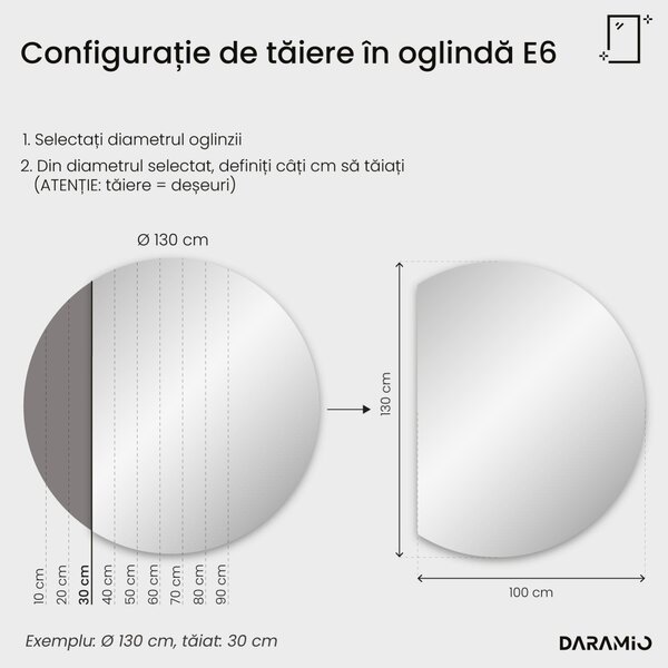 Daramio Oglindă de baie rotundă cu iluminare LED E6