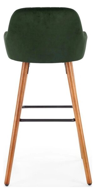 Scaun bar H93, verde inchis/nuc, stofa/lemn, 47x49x98 cm