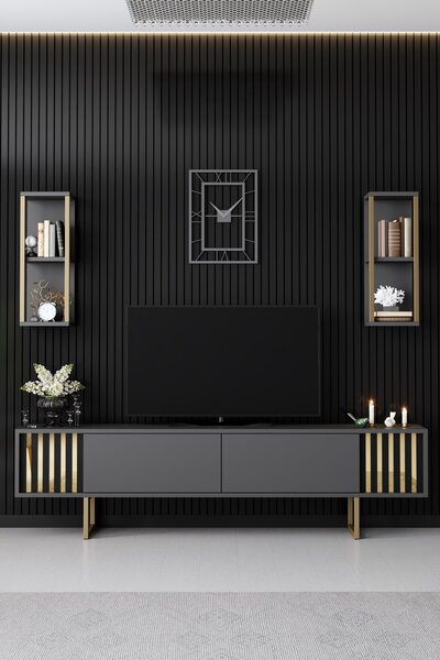 Mobilier living Golden (Antracit + Negru). 1072942