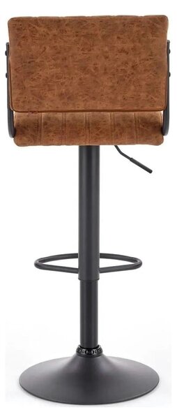Scaun bar H88, maro/negru, piele ecologica/otel, 39x46x89/109 cm