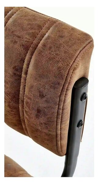 Scaun bar H88, maro/negru, piele ecologica/otel, 39x46x89/109 cm