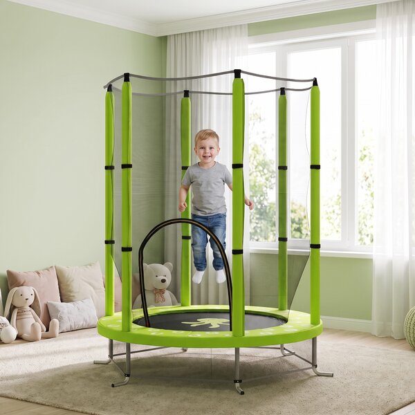 AIYAPLAY Trambulină pentru Copii 3-6 Ani cu Plasă de Siguranță, Փ140x190 cm, Verde | Aosom Romania