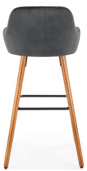 Scaun bar H93, gri inchis/nuc, stofa/lemn, 47x49x98 cm