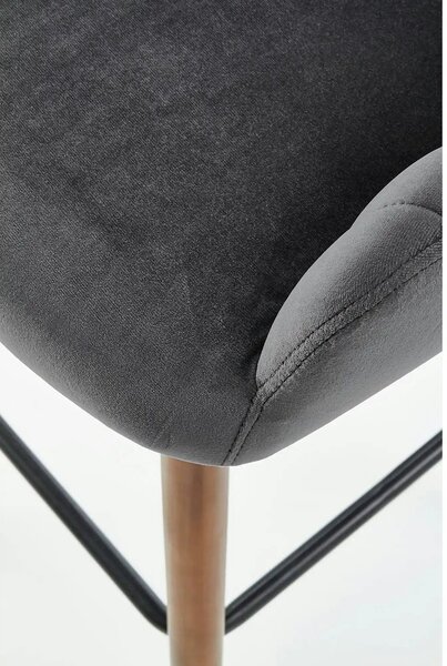 Scaun bar H93, gri inchis/nuc, stofa/lemn, 47x49x98 cm