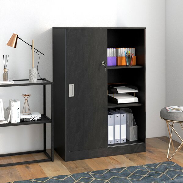 HOMCOM Dulap de Birou 3 Rafturi cu Încuietoare și 2 Chei de Securitate 80x40x120 cm Negru | Aosom Romania