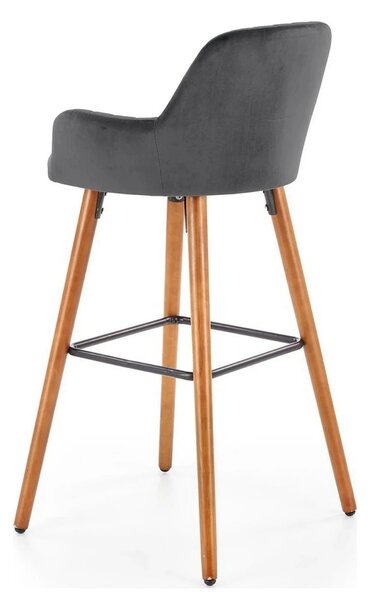 Scaun bar H93, gri inchis/nuc, stofa/lemn, 47x49x98 cm