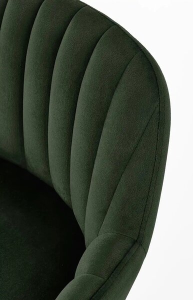 Scaun bar H93, verde inchis/nuc, stofa/lemn, 47x49x98 cm