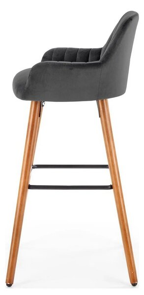 Scaun bar H93, gri inchis/nuc, stofa/lemn, 47x49x98 cm