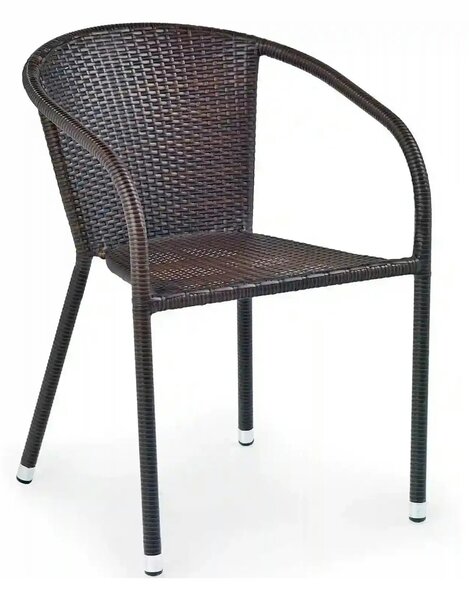 Scaun de ratan MIDAS, maro inchis, ratan sintetic/otel, 57x57x78 cm