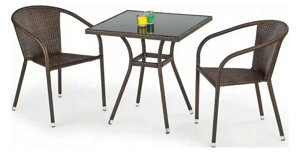 Scaun de ratan MIDAS, maro inchis, ratan sintetic/otel, 57x57x78 cm