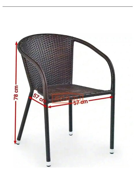 Scaun de ratan MIDAS, maro inchis, ratan sintetic/otel, 57x57x78 cm