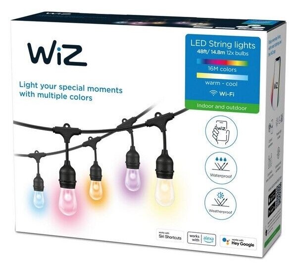 Lanț LED RGBW dimabil de exterior 12xLED 14,4m IP65 Wi-Fi WiZ