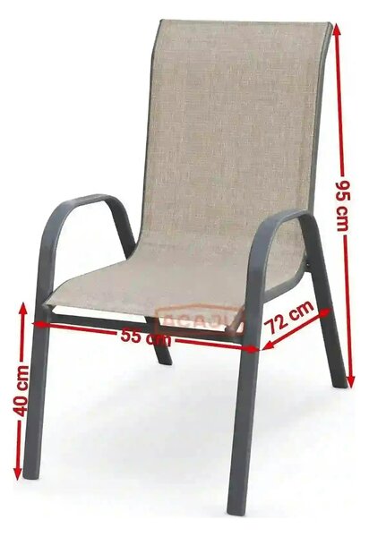 Scaun de gradina MOSLER, gri, plasa/otel, 55x72x95 cm