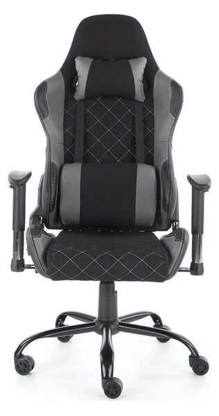 Scaun gaming DRAKE, negru/gri, stofa, 69x62x127/134 cm