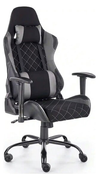 Scaun gaming DRAKE, negru/gri, stofa, 69x62x127/134 cm