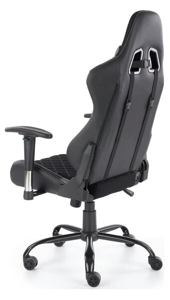 Scaun gaming DRAKE, negru/gri, stofa, 69x62x127/134 cm