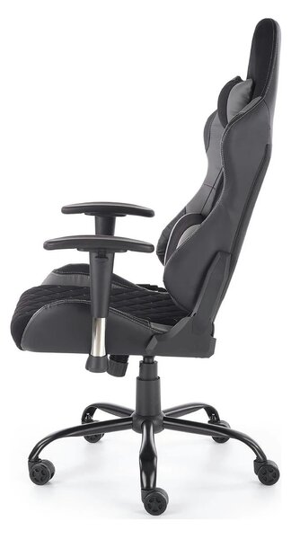 Scaun gaming DRAKE, negru/gri, stofa, 69x62x127/134 cm
