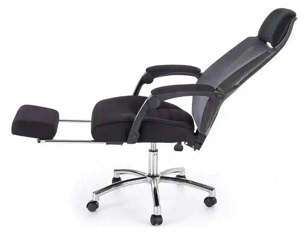 Scaun de birou FREEMAN, negru/crom, stofa/plasa/metal, 61x60x116/123 c