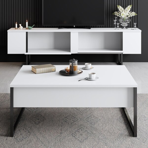 Set mobilier living Luna 2 (alb + negru). 1072978