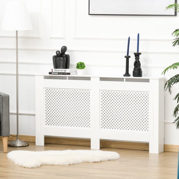HOMCOM Mască pentru Calorifer din Lemn MDF cu Raft Superior, 151,5x82x19 cm, Alb | Aosom Romania
