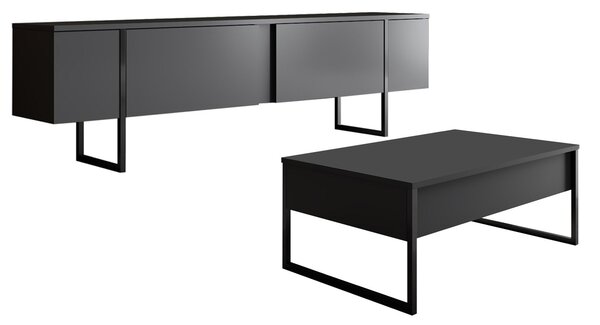 Set mobilier living Luna 2 (Antracit + negru). 1072974