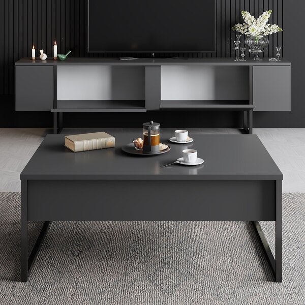 Set mobilier living Luna 2 (Antracit + negru). 1072974