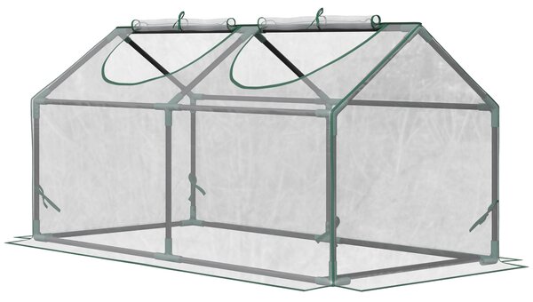 Outsunny Mini Sera de Gradina sera pentru plante cu 2 Ferestre Rulou si Copertina PVC Anti-UV, Transparenta | Aosom Romania