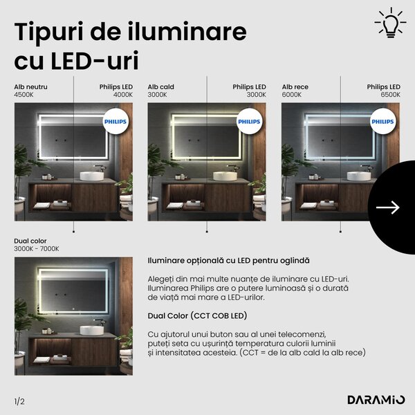 Daramio Oglindă de baie cu iluminare LED F2