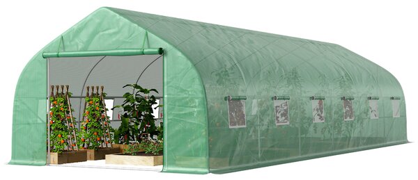 Outsunny Sera gradina, tip tunel, sera pentru plante, legume, fructe si structura din otel, Verde | Aosom Romania
