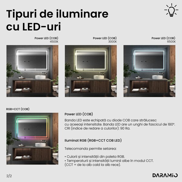 Daramio Oglindă de baie cu iluminare LED F2