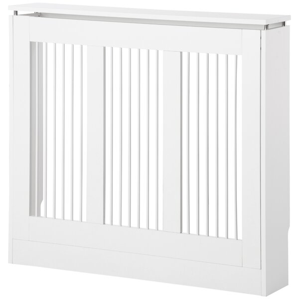 HOMCOM Masca Radiator Moderna din MDF si Otel Alb 90x18x84cm Protectie si Decor pentru Calorifer | Aosom Romania