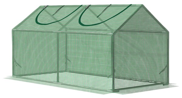 Outsunny Seră de Grădină Tip Cabană cu Acoperiș din PE, Seră pentru Grădină cu Țăruși și Margini Extinse, 120x60x60 cm, Verde | Aosom Romania