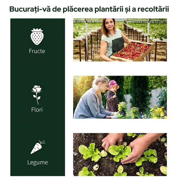 Outsunny Tunel de oțel pentru grădină cu seră și capac din PVC, 200x100x80 cm, transparent și verde | Aosom Romania