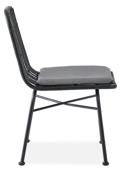 Scaun de gradina K401, gri/negru, rattan sintetic/otel, 47x45x85x43 cm
