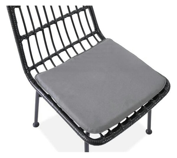Scaun de gradina K401, gri/negru, rattan sintetic/otel, 47x45x85x43 cm