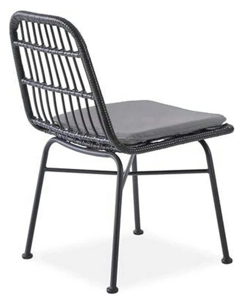Scaun de gradina K401, gri/negru, rattan sintetic/otel, 47x45x85x43 cm