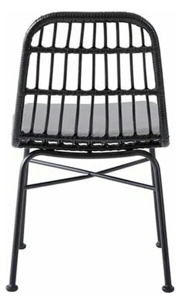 Scaun de gradina K401, gri/negru, rattan sintetic/otel, 47x45x85x43 cm
