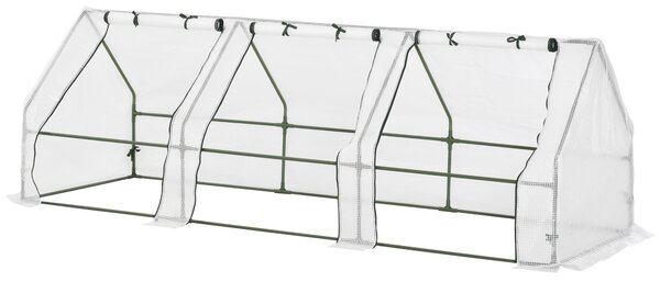 Outsunny Seră de Grădină Tip Tunel din PE pentru Cultivarea Plantelor și Florilor, cu Uși cu Fermoar, 270x90x90 cm, Alb | Aosom Romania