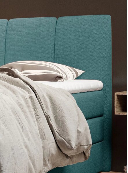 Pat boxspring FRESCO 140x200, personalizabil, cu saltele, topper si 2