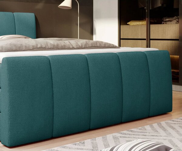 Pat boxspring FRESCO 140x200, personalizabil, cu saltele, topper si 2