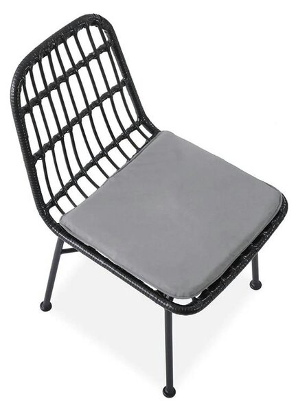 Scaun de gradina K401, gri/negru, rattan sintetic/otel, 47x45x85x43 cm