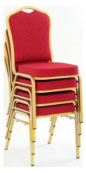 Scaun conferinta K66, rosu/auriu, stofa clasica/metal, 45X48X93 CM