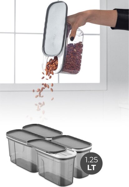Set 4 cutii de depozitare alimente BNMKUCUKERZAK4, Antracit