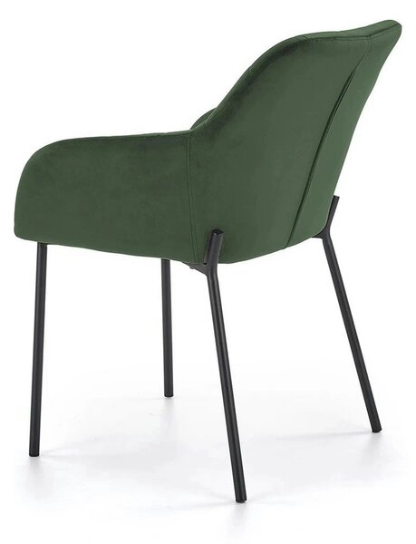 Scaun K305, verde inchis/negru, stofa catifelata/metal, 58X57X80 cm